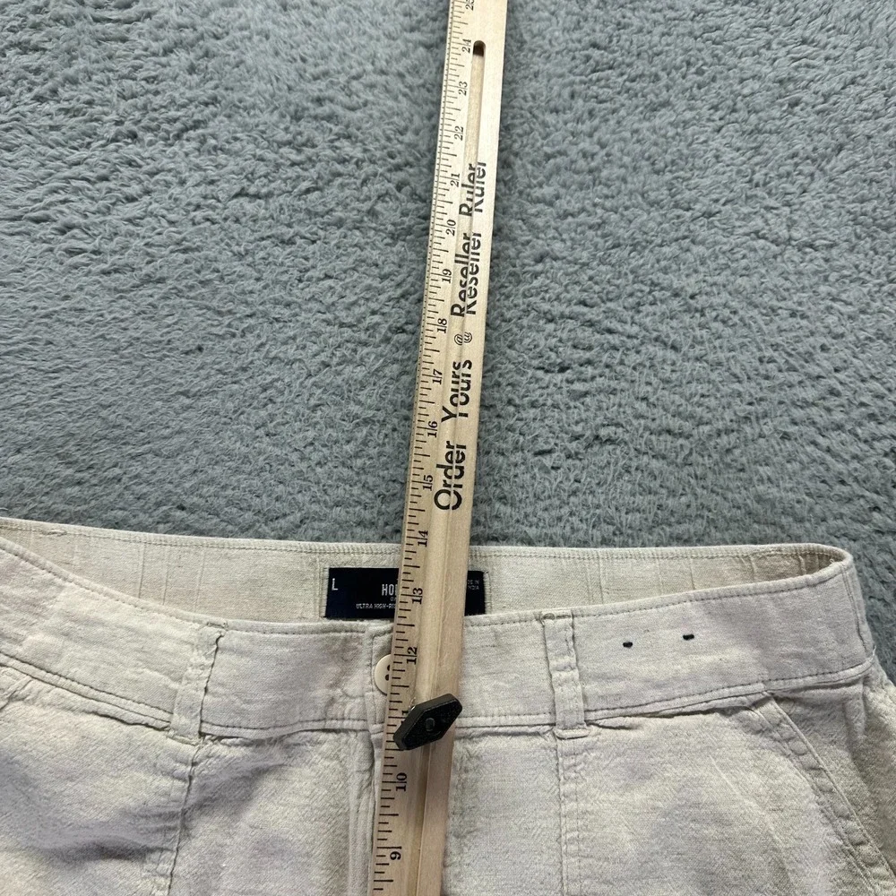 VTG Hollister‎ Pant Womens L Beige Cargo Straight Utility Workwear Baggy Stretch